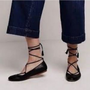 Madewell Inga Lace-Up Flat in Leather, size 8.5